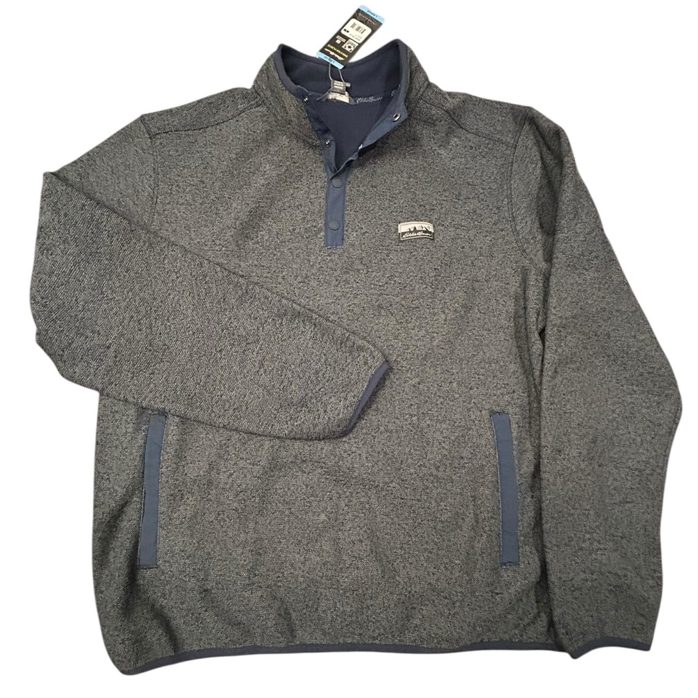 Eddie Bauer Blue‎ and Gray Button-Up Pullover L NWT